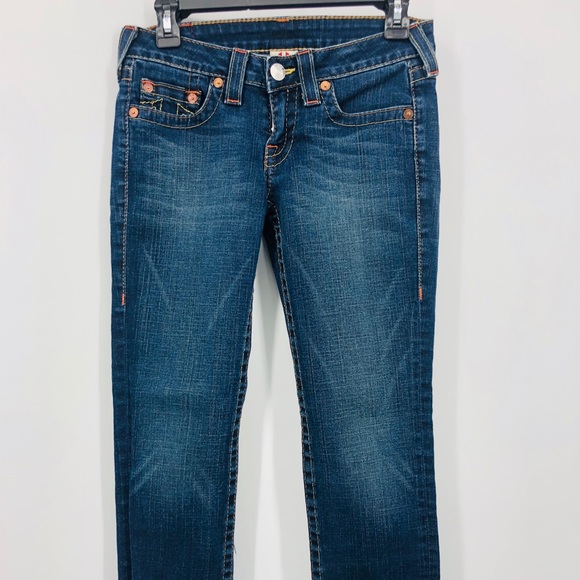 ✨True Religion Kate Cropped Semi Dark Wash Jeans - Picture 2 of 13